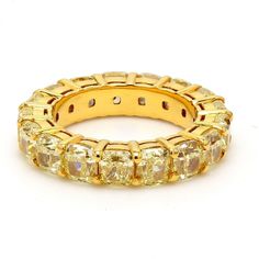 Ninacci 18K Yellow Gold Fancy Yellow Diamond Eternity Band - 6.89 Carat Total Diamond Weight - Size 4.75 Yellow Diamond Baguette Cut Jewelry, Yellow Diamond Halo Jewelry, Yellow Baguette Cut Diamond Jewelry, Yellow Baguette Cut Fine Jewelry, Luxury Yellow Sapphire Round Jewelry, Luxury Yellow Halo Jewelry, Luxury Yellow Oval Jewelry, Classic Yellow Jewelry With Single Cut Diamonds, Luxury Yellow Gold Eternity Band