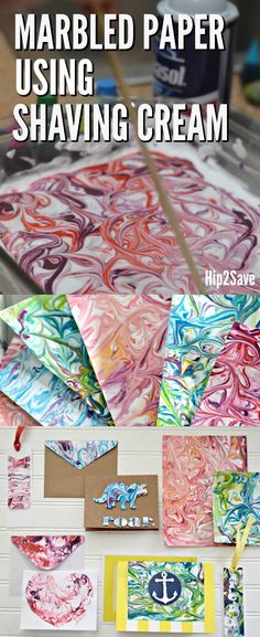 marbled paper using shaving cream to make art projects for kids and adults that are fun