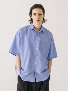 Editor's NotesThis refined shirt is tailored from the classic pin-striped pattern with a cool touch and designed in an oversized fit with a high-low hem. It goes well with various bottoms so it will be your versatile daily item.- Collared neck- Button fastenings- One chest pocket- Short sleeves- Hi-low hem- Oversized fitMeasurements (in.)M / L- Total Length (Front): 29.1 in. / 30.3 in.- Total Length (Back): 31.1 in. / 32.3 in.- Shoulder: 23.6 in. / 25.2 in.- Chest: 26.4 in. / 28.0 in.- Sleeve Length: 9.4 in. / 9.8 in.Model info: 5' 11.3, 130.1 lbs / Fitting size MComposition & Care- 100% Polyester- Dry clean- Water wash (do not dry clean)Designer- by VASTIC Striped Short Sleeve Shirt, High Low Hem, Clean Water, Striped Shorts, Shorts With Pockets, Chest Pocket, Short Sleeve Shirt, High & Low, High Low