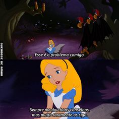 an image of alice and her friends in the disney movie, with captioning below