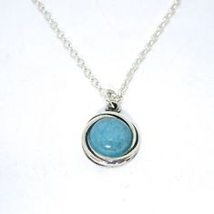 "Aquamarine silver pendant, Women's sterling silver necklace. Beautiful and delicate aquamarine pendant necklace. Simple boho jewelry for everyday wear. Also available with a pearl, Garnet, Opal. Aquamarine is the birthstone for the month of March, it is associated with water and symbolizes the Piscean zodiac sign. This beautiful blue gem has long been a symbol of youth, health, hope and of security and safety in the relationship. 🌸 Product details: Handmade necklace 🌸 Measurements: Pendant we Silver Birthstone Charm Necklace With Round Pendant, Silver Birthstone Round Pendant Charm Necklaces, Silver Birthstone Round Pendant Charm Necklace, Silver Round Necklace With Birthstone, Silver Birthstone Charm Necklace, Silver Charm Necklace With Pearl Pendant, Silver Charm Necklaces With Pearl Pendant, Silver Round Birthstone Necklace, Silver Birthstone Necklace With Round Pendant