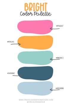 the bright color palette is shown with different colors