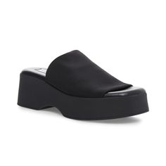 in stock Sleek Wedge Heel Sandals For Spring, Sleek Summer Platform Sandals, Modern Black Platform Slippers With Wedge Heel, Black Wedge Sandals, Platform Wedge Sandals, Platform Wedges, Platform Heels, Wedge Heels, Heeled Mules