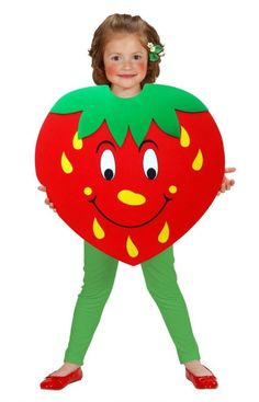 homemade strawberry costume - Google Search Shopkins Costume, Fruit Fancy Dress, Strawberry Costume Diy, Nutrition Month Costume, Costume Fleur, Fancy Dress Costumes Kids, Strawberry Costume