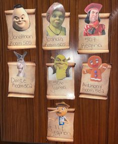 the door is decorated with pictures of people from around the world and names on them