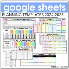 the google sheets are organized in different colors and sizes, with each student's name on