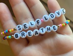 Mental Health Bracelets Diy, Positive Bracelet Words, Rainbow Beaded Bracelets For Rave Gift, Positivity Bracelets, Positive Affirmation Bracelets, Rave-style Beaded Stretch Bracelet As Gift, Diy Fidgets, Friends Sleepover, Recovery Bracelet