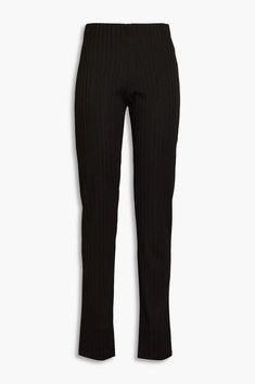 Alo Yoga High Waist Pinstripe Zip It Flare Leggings - Women's Pants - Free Shipping - BeyondStyle Spring Ribbed Elastane Pants, Chic Stretch Bottoms With Vertical Stripes, Striped Stretch Pants For Loungewear, Stretch Striped Pants For Loungewear, Stretch Striped Straight Pants, Casual Ribbed Tight Pants, Tight Ribbed Elastane Bottoms, Tight Ribbed Long Pants, Tight Ribbed Long Bottoms