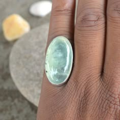 Natural Prehnite Ring, Oval Prehnite Gemstone Ring, 925 Sterling Silver Ring, Birthstone Ring, Artisan Handmade Gift Ring, Prehnite Jewelry Green Prehnite helps you to connect to beings on the higher spiritual planes, and enhances spiritual growth. This lovely stone has an energy that helps you to be prepared, as it enhances precognition or prior knowledge of an event, and the gift of prophecy. By its action of linking your heart with your will, by its vibration within the solar plexus, it assis Epidote In Prehnite Ring, Handmade Silver Gemstone Rings, Silver Ring Color Stone, Nephrite Jewelry, Prehnite Jewelry, Prehnite Ring, Peach Morganite Ring, Ring Birthstone, Dope Jewelry