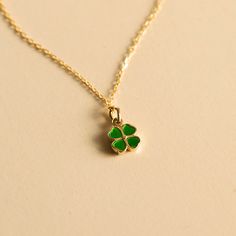 "Beautiful shades of green, is standing for ensuring people become lucky & more peaceful with the charm of its clover pendant. GREEN*CLOVER*NECKLACE ‣ 2 Years Warranty ‣ Free Express International Shipping ‣ Free returns within 30 days from the order date Features * Made to Order. * Material: Solid Gold (real solid gold, no gold-filled or no gold plated material) * Gold KT: 14K * Gemstone: Enamel Stone * Available Gold Color: Yellow Gold, Rose Gold, White Gold * Length: 14\", 16\", 18\", 20\ Green Charms Jewelry For Good Luck, Green Jewelry For Good Luck, May Birthstone, Dainty Flower Pendant Charm Necklace For Good Luck, Dainty Good Luck Flower Pendant Charm Necklace, Dainty Green Tarnish-resistant Necklace, Green Good Luck Charms Necklace, Dainty Green Flower Pendant Jewelry, Dainty Green Jewelry With Flower Charm, Green Necklace Stamped 14k For Gift