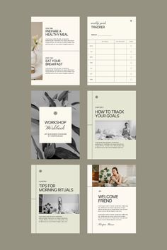 a set of six postcards with the words work - to - track your goals on them