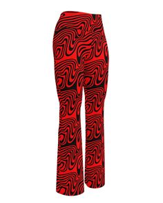 Step up your rave game with the Hypnotic Flare Pants, designed to make a statement at Lost Lands Festival, Bass Canyon, or wherever the night takes you. These red and black rave pants feature a bold, wavy pattern that’s sure to turn heads. With a high-waisted, butt-lifting cut and flared legs, these pants are as flattering as they are stylish. Crafted from 74% recycled polyester and 26% elastane for a soft, stretchy feel Premium quality fabric with mild compression for a supportive fit Moisture- Red Stretch Pants For Festivals, Stretch Red Pants For Festivals, High Waist Red Bottoms For Festival, Red Full-length Pants For Festival, Red Full Length Pants For Festival, Red Retro Stretch Bottoms, Red Stretch Retro Bottoms, Retro Red Party Bottoms, Bass Canyon