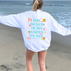 The Beach is My Happy Place Crewneck Trendy Beach Crewneck - Etsy Beach Crewneck, Beach Is My Happy Place, Sweatshirt Preppy, Y2k Beach, Sweatshirt Y2k, Preppy Beach, Beach Sweatshirt, Trendy Beach, Coconut Girl