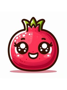 a cartoon tomato with big eyes and a smile on it's face is shown