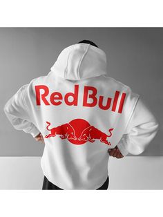 Men Youth Sweatshirt, OversizedEnergy Drink Print Hoodie Sport Street Style, Sweatshirt Oversized, Cool Outfits For Men, Energy Drink, Print Hoodie, Casual Hoodie, Y2k Fashion, Red Bull, Energy Drinks