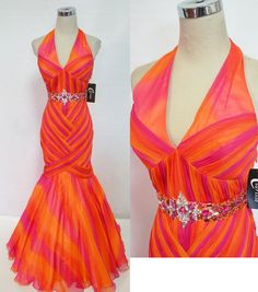 NWT CLARISSE $380 Fuchsia Orange Prom Formal Gown 2 | eBay Orange Formal Dress, Orange Formal Dresses, Prom Formal, Evening Formal, Formal Gown, Evening Gowns Formal, Formal Gowns, Formal Dress, Pink And Orange