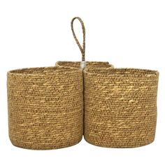 two large round baskets with handles