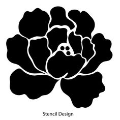 a black and white image of a flower with the word stencil design on it