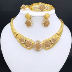 Plated Round Jewelry Sets For Party, Round Plated Jewelry Sets For Party, Gold Alloy Jewelry For Party, Gold Alloy Party Jewelry, Gold Plated Costume Jewelry Sets For Parties, Gold-plated Costume Jewelry Sets For Parties, Gold Cubic Zirconia Jewelry For Party, Gold Plated Jewelry Sets For Party, Gold Plated Bridal Sets For Party