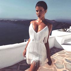 Sexy White Fringe Dynasty Party Dress Great Gatsby Party Dress, Prom Mini Dress, Summer Fringe, Gatsby Party Dress, 파티 드레스, Summer Bodycon Dress, Tassel Dress, Dress Sleeve Styles, Body Con Dress