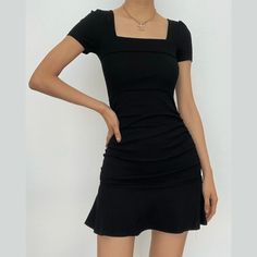 Please refer to our sizing chart for a guideline when choosing a size. 5 business days order processing time. 70% polyester 30% cotton. Mini Frock, Long Halter Dress, Sheer Mesh Dress, Black Short Sleeve Dress, Baby Tees Y2k, Black Dress With Sleeves, 90s Fashion Outfits, Pink Maxi, Short Sleeve Mini Dress