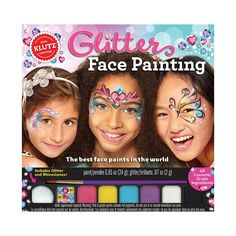 "Brush up on your face painting skills and create shimmering masterpieces in minutes with this Klutz Glitter Face Painting set. 47 designs to choose from WHAT'S INCLUDED 6 colors of professional face paint Paintbrush Sponge Cosmetic-grade glitter 46 stick-on rhinestones 54-page book 1""H x 9.5""W x 9.5""D Age: 8 years & up Imported Model no. KZ803751 Size: One Size. Color: Multicolor. Gender: female. Age Group: kids." Glitter Face Painting, Glitter Face Paint, Face Paint Set, Cool Face Paint, Professional Face Paint, Face Paint Kit, Painting Skills, Red Pigment, Cosmetic Grade Glitter