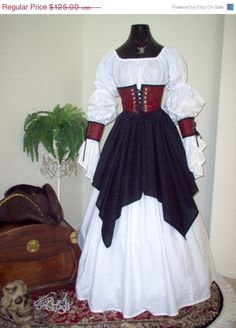 Holiday Sale Pirate Renaissance Cincher Costume That Can Be Made Any Size Pirate Lady, Pirate Wedding, Pirate Wench Costume, Fair Outfits, Old Fashion Dresses, Steampunk Costume, Beautiful Costumes, Medieval Dress, Pirate Costume