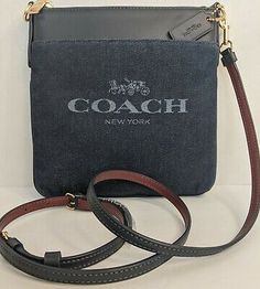 Find many great new & used options and get the best deals for COACH Denim Jacquard Kitt Crossbody Messenger Bag Handbag Leather Navy NEW at the best online prices at eBay! Free shipping for many products! Coach Rectangular Shoulder Bag With Snap Closure, Designer Shoulder Bag With Snap Closure For Everyday Use, Coach Rectangular Bag With Snap Closure, Designer Travel Shoulder Bag With Snap Closure, Designer Shoulder Bag With Snap Closure For Travel, Coach Shoulder Bag With Snap Closure, Coach Shoulder Bag With Leather Trim, Coach Canvas Bag With Leather Trim, Coach Canvas Bag With Removable Pouch