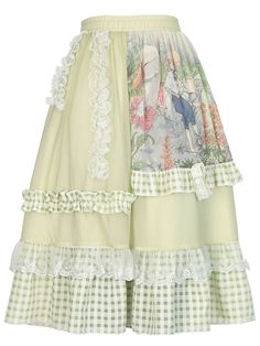 Quilt Skirt, Inktober 2024, Outfit References, Mori Kei, Accessory Ideas, Gingham Skirt, Lace Midi Skirt, Long Skirts, Pretty Clothes