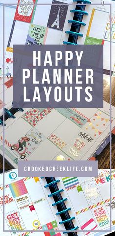 happy planner layouts with the words happy planner layouts overlayed on top