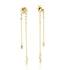 Modern style diamond and gold jewelry. This Earrings is made of gold and diamond material and is capable of reflecting some light to produce a natural glow. A unique feature found only in premium jewelry. This Earrings is handmade in 18k Yellow Gold : 4. 754 grams , and Diamond : 1. 33 cts  (OPS-18655)  This jewelry is made by hand featuring detailed workmanship. Be careful to avoid dropping or banging as physical impacts can result in damage to the pieces including stones falling off. To care f Luxury Gold Linear Earrings With Brilliant Cut, Yellow Gold Linear Earrings With Brilliant Cut For Wedding, Wedding Linear Earrings In Yellow Gold With Brilliant Cut, Luxury Gold Cubic Zirconia Linear Earrings, Yellow Gold Brilliant Cut Cubic Zirconia Linear Earrings, Gold Brilliant Cut Cubic Zirconia Linear Earrings, Timeless Gold Diamond Earrings With Rose Cut, Gold Linear Earrings With Single Cut Diamonds, Gold Diamond Linear Earrings For Evening