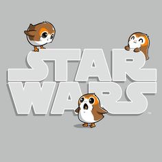 the star wars logo with two owls and one owl on it's back side