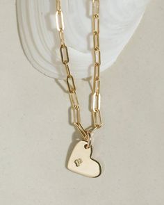 Initial Heart Necklace Everyday 14k Gold Double Heart Charm Necklace, Everyday Double Heart 14k Gold Charm Necklace, 14k Gold Charm Necklace With Heart Pendant, Yellow Gold Sterling Silver Heart Charm Necklace, 14k Gold Heart Charm Necklace With Round Pendant, 14k Gold Heart Charm Necklace Engraved, 14k Gold Heart Engraved Charm Necklace, 14k Gold Charm Necklace With Heart And Initial Pendant, 14k Gold Double Heart Charm Necklace