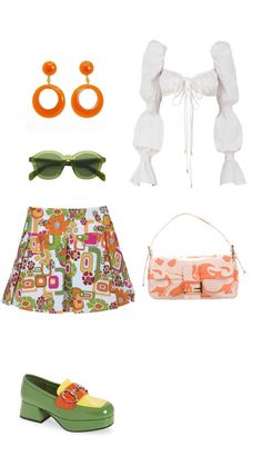 Babysitter Outfit Summer, Hslot Outfit Ideas Summer, 90s Colorful Outfits, 70s Inspired Fashion Summer, 70s Fashion Inspiration, Patterns Outfit, Hslot Outfits, Hslot Outfit