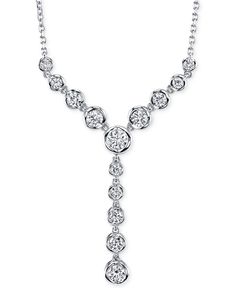 Look glamorous in this gorgeous round-cut diamond lariat necklace (1 ct. t.w.) by Sirena. Crafted of 14k gold or white gold. Approximate length: 16 to 22 inches. Approximate drop: 1-2/5 inches. Formal Lariat Diamond Necklace With Brilliant Cut, Formal Brilliant Cut Lariat Diamond Necklace, Classic Lariat Necklace With 17 Jewels For Formal Occasions, Classic Formal Lariat Necklace With 17 Jewels, Formal Lariat Jewelry With Single Cut Diamonds, Classic Round Drop Necklace For Formal Occasions, Luxury Round Diamond Lariat Necklace, Fine Jewelry Round Brilliant Cut Drop Necklace, Fine Jewelry Round Drop Necklace With Brilliant Cut