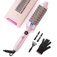 PRICES MAY VARY. Create blowout look & natural loose waves effortlessly - Desalo 1.5 inch negative ion thermal brush is suitable for creating volume and loose waves on medium-length hair; anti-scald nylon bristles glide through your hair to detangle and smooth hair,create a salon-quality bouncy blowout hair in a short time.(Note:it's not a hot-air brush or blow dryer, could not blow air) Double ionic creates volume without frizz - Desalo heated round brush styler with negative ion generator help Heated Round Brush, Blowout Look, Bouncy Blowout, Thermal Brush, Thick Coarse Hair, Blowout Hair, Air Brush, Round Brush, Styling Brush