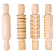 four different types of wooden objects on a white background