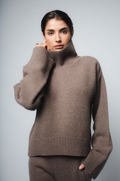 The Cio sweater in Chestnut has been knitted in Romania using a luxurious eco-cashmere yarn from a leading Italian mill. Featuring a relaxed fit, dropped shulders and elongated sleeves, wear your hair tucked in the turtleneck and pair with jeans or tailored pieces for an effortless look. Fit: Bianca, our model is 5.8" or 1.77 m tall and wears size 1. Made from a medium-weight knit, the sweater measures approximately 21" (53 cm) at front and 24"(60 cm) at back from shoulder to hem. Content: 100% Hair Tuck, Sustainable Wardrobe, Oversized Turtleneck, Cashmere Yarn, Womens Turtleneck, Love Your, Chestnut, Medium Weight, Warm Water