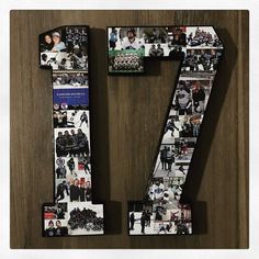 the letter f is made up of photos and letters that spell out people's names