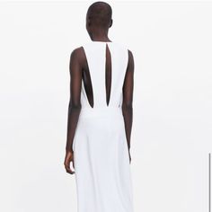 Zara White Maxi Dress. Brand New. Sleeveless Beach Dresses With Back Zipper, Sleeveless Maxi Dress With Cutout Back For Date Night, White Backless Sleeveless Evening Dress, Spring Sleeveless Maxi Dress With Cutout Back, Sleeveless Summer Maxi Dress With Back Zipper, White Sleeveless Maxi Dress For Cocktail, Sleeveless Maxi Dress With Back Zipper For Summer, Chic Sleeveless Maxi Dress With Back Zipper, Chic Summer Midi Dress With Back Zipper