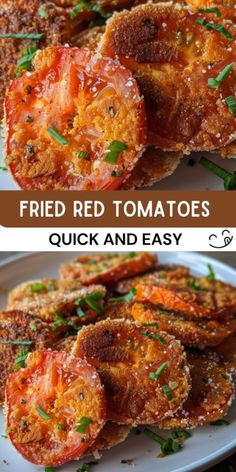 fried red tomatoes are an easy and delicious side dish for any meal or appetizer