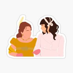 two women standing next to each other with their hands on their hipss sticker