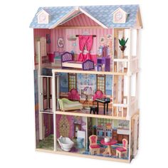 a doll house with furniture and accessories inside