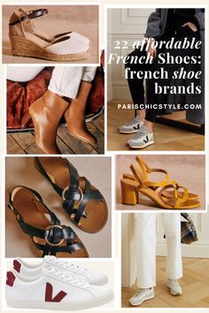 The most affordable French Shoes, French Shoe Brands & Parisian Shoes for walking, work, travel, sightseeing, & everyday streetstyle shoes.  Comfortable & stylish French shoe brands such as Sezane, Maje, K.Jacques, Veja, Ba&sh, Sandro, Clergerie, Chloe, Petite Mendigote.  French Sneakers, French Sandals, French Flats, French Ballet Flats, French Boots, French Loafers, French Mules.  Parisian Style. Paris Chic Style. Parisian Fashion.  #parisianfashion #parisianshoes #frenchshoes #parischicstyle French Sandals Shoes, Parisian Style Shoes, Classic French Shoes, French Shoes Women, French Winter Shoes, French Sandals, Paris Shoes, Parisian Sandals, French Sole Ballet Flats