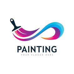 the logo for painting is colorful and has a brush in it's strokers