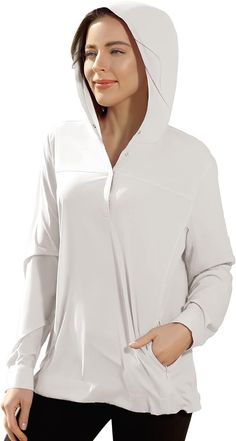 Add this Sun Protective Hoodie Fall Long Sleeve Sun Shirt to your activewear collection! Perfect for any outdoor activity, this shirt is made with UPF 50+ material to keep you protected from harmful UV rays. The lightweight and breathable nylon fabric is perfect for summer, while the long sleeves make it a great option for fall. The white color and plus size fit make it a versatile addition to any wardrobe. Whether you're hiking, running, or just enjoying a day in the sun, this Sun Protective Hoodie will keep you comfortable and protected. Sun Shirt, Plus Size Fits, Outdoor Activity, Nylon Fabric, Active Wear Tops, Uv Rays, Upf 50, White Color, The White