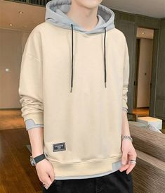 Material : Polyester Design: Hooded Decoration: D rawstring Style : Aesthetic Size (cm) Length Sleeve Chest Shoulder S 64 49.5 100 55.5 M 66 51 104 57 L 68 52.5 108 58.5 XL 70 54 112 60 XXL 72 55.5 116 61.5 3XL 74 57 120 63 4XL 76 58.5 124 64.5 Size (inch) Length Sleeve Chest Shoulder S 25.19 19.48 39.37 21.85 M 25.98 20.07 40.94 22.44 L 26.77 20.66 42.51 23.03 XL 27.55 21.25 44.09 23.62 XXL 28.34 21.85 45.66 24.21 3XL 29.13 22.44 47.24 24.80 4XL 29.92 23.03 48.81 25.39 Casual Beige Hoodie With Ribbed Cuffs, Khaki Long Sleeve Hoodie For Spring, Khaki Cotton Hoodie With Drawstring Hood, Khaki Long Sleeve Sweatshirt With Drawstring Hood, Beige Relaxed Fit Hooded Hoodie, Spring Khaki Hoodie Sweatshirt, Cream Cotton Long Sleeve Hoodie, Cream Cotton Hoodie, Cream Hoodie With Double-lined Hood For Streetwear