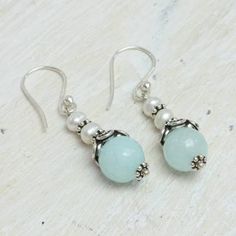 Aqua Aventurine and Cultured Pearl Dangle Earrings - Crowning Glory | NOVICA Aventurine Stone, Pearl Dangle Earrings, Jewelry Design Earrings, Pearl Earrings Dangle, Freshwater Cultured Pearls, Handcrafted Earrings, Jewelry Packaging, Jewelry Patterns, Jewelry Projects