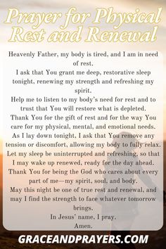 prayer for physical rest and renewal