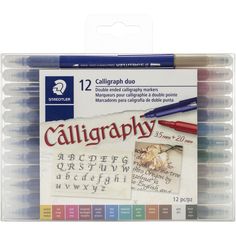 12 calligraphy pens in assorted colors